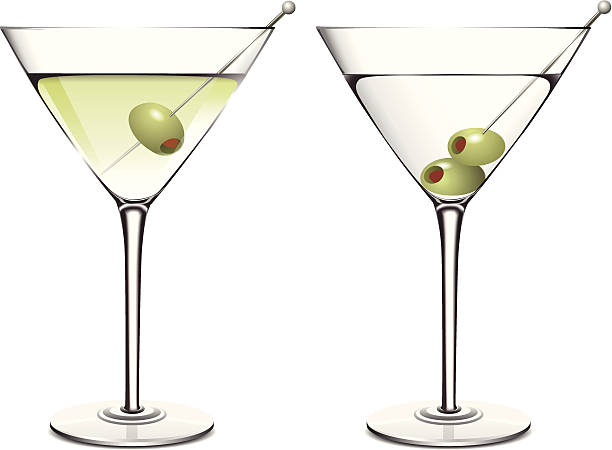 마르티니 - cocktail martini olive vodka stock illustrations