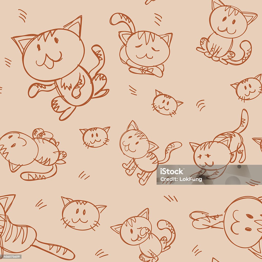 Fondo sin costuras-conexión cat - arte vectorial de Felino salvaje libre de derechos