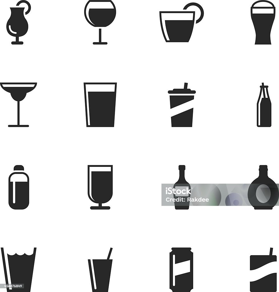 Silhouette Set di icone di bere/2 - arte vettoriale royalty-free di Bicchiere