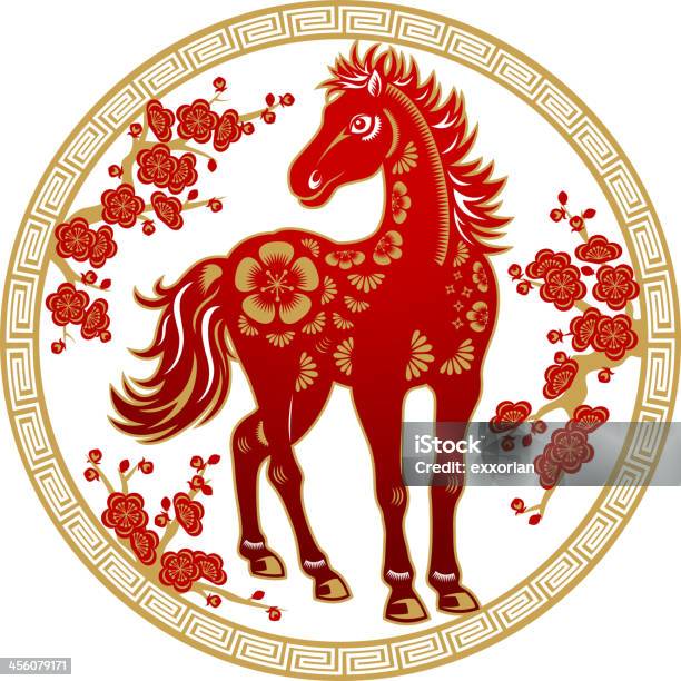 Chinese New Year Horse Papercut Art Stock Illustration - Download Image Now - Animal, Art, Art And Craft