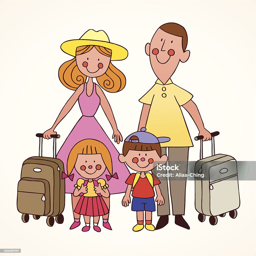 La familia travel - arte vectorial de Biparental libre de derechos