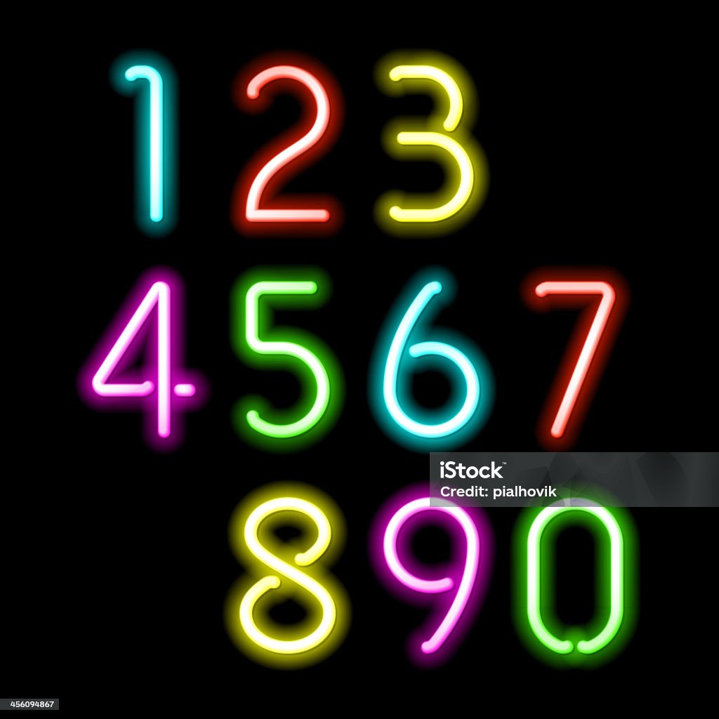 Neon Math Numbers Neon Numbers Stock Illustration - Download Image Now - Neon Lighting ...