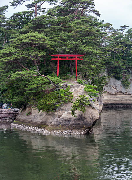 istock Single torii gate on an island in Matsushima, Japan. 456096179