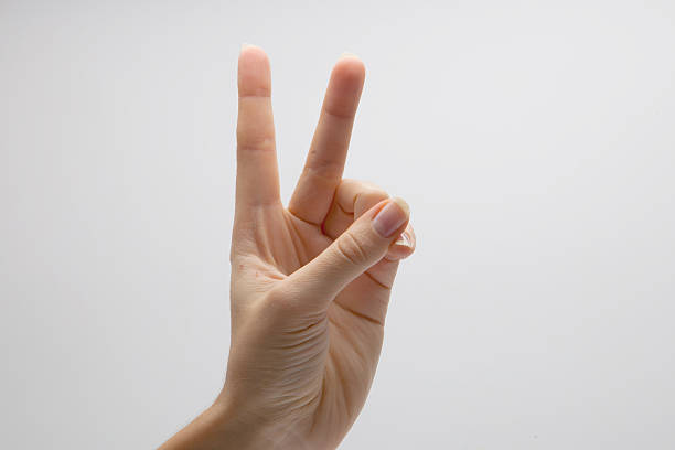 istock Woman showing  sign victory 456098271