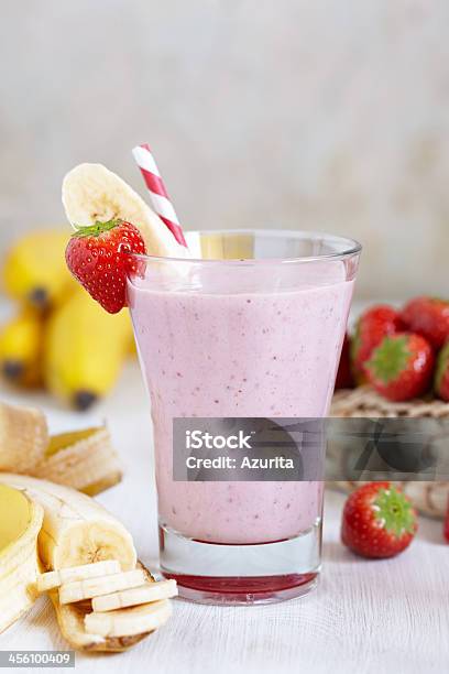 Strawberry Banana Smoothie Stock Photo - Download Image Now - Banana, Breakfast, Cocktail