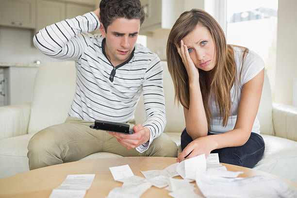 istock Depressed couple worried about finance 456107647