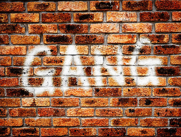istock Graffiti saying GANG on rough brick wall, Warning or boast? 456108069