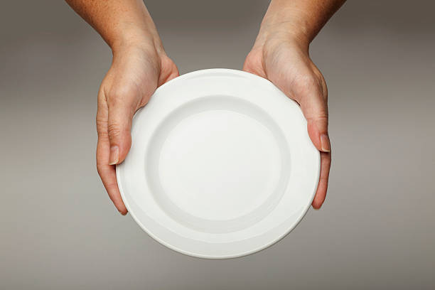 istock Woman Caucasian hands holding an empty plate 456133279