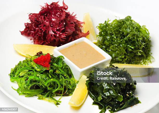 Salad Seaweed With Lemon And Peanut Sauce Stock Photo - Download Image Now - Asian Culture, Bar - Drink Establishment, Breakfast