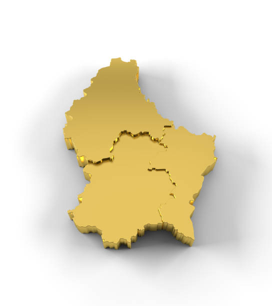 istock Luxembourg map 3D gold with states stepwise and clipping path 456244337