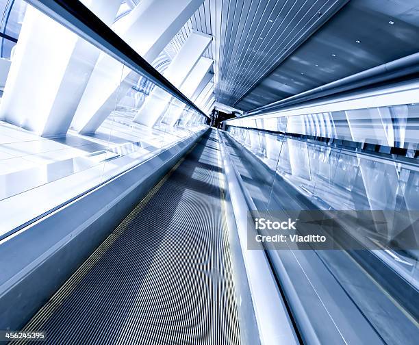 Moving Escalator In Airport Stock Photo - Download Image Now - Abstract, Airport, Architecture