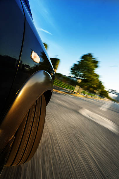 istock car on road with motion blur background. 456381963