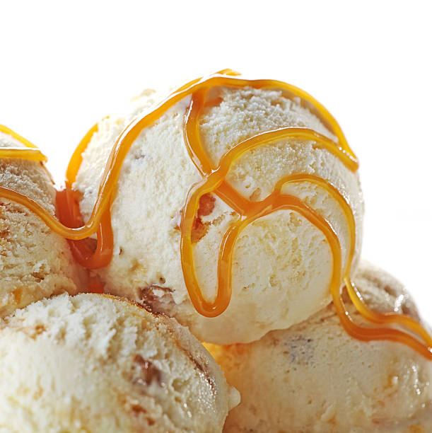 istock ice cream balls decorated with caramel sauce 456443567