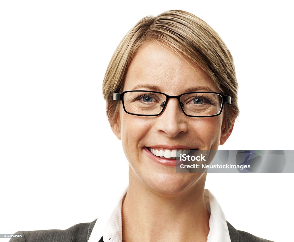 Felice donna d'affari con gli occhiali - Foto stock royalty-free di 30-34 anni