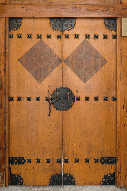 Korea's traditional Wooden Door stock photo