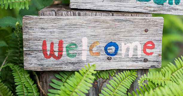 istock Wooden welcome sign 456501417