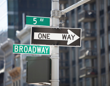Broadway directional sign in Manhattan. New York City.