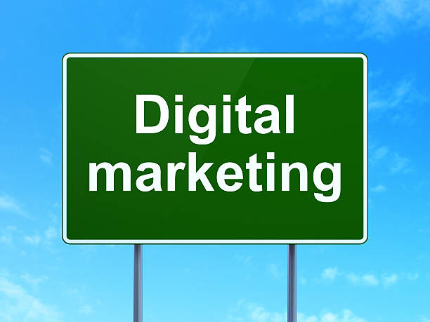 istock Advertising concept: Digital Marketing on road sign background 456511763