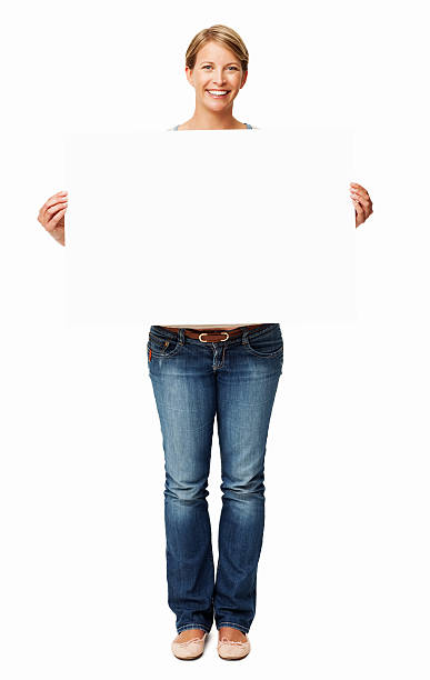 istock Confident Woman Holding Blank Placard 456520697
