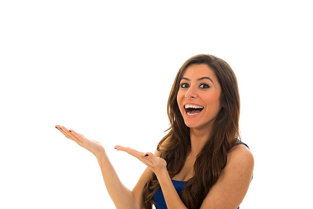 istock Woman presenting a product 456534159