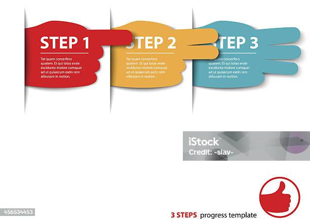 Tre Passi Progressi Vettoriale Delle Dita - Immagini vettoriali stock e altre immagini di Tre oggetti - Tre oggetti, Indicare, Infografica