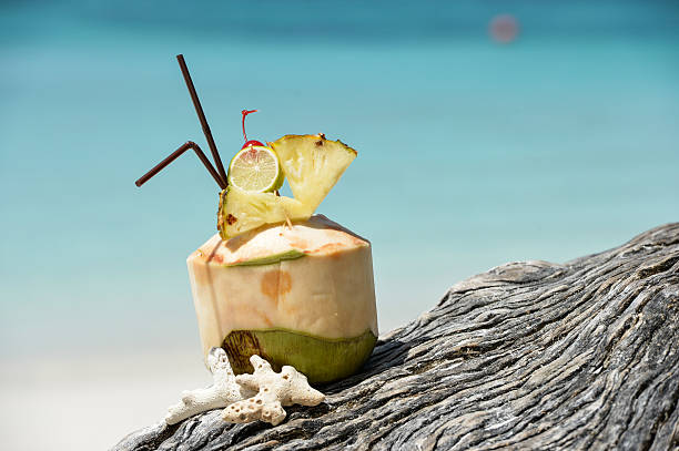 istock Coconut with drinking  at the sea 456536745