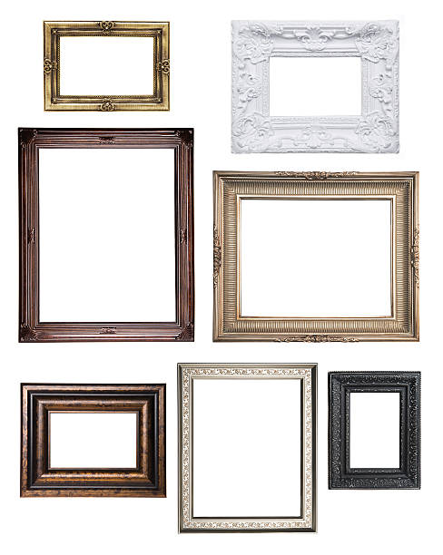 Various empty classical frame collections Frames collection isolated on white carving craft product photos stock pictures, royalty-free photos & images