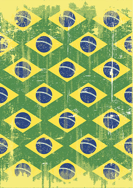 ilustraciones, imágenes clip art, dibujos animados e iconos de stock de brasileño dirty póster - flag brazil brazilian flag dirty