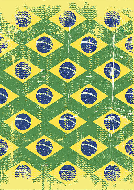 бразильский грязный плакат - flag brazil brazilian flag dirty stock illustrations