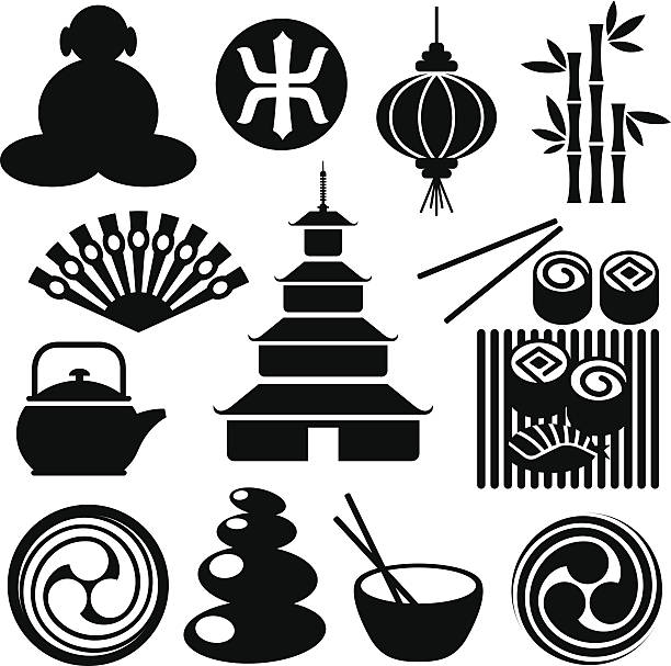 zen-icons - stone zen like buddhism pebble stock-grafiken, -clipart, -cartoons und -symbole