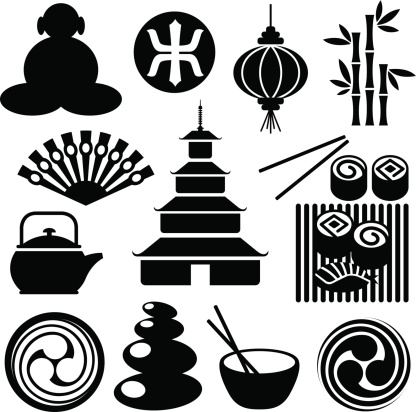 Useful Zen-like icons signs of Middle East, Chinese and Japanese Culture