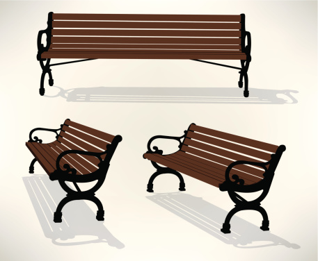 Park Bench. Graphic illustrations of a park bench. Three views. Check out my 