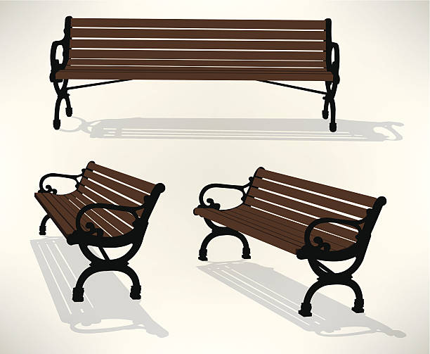 Park Bench Park Bench. Graphic illustrations of a park bench. Three views. Check out my "Transportation & Traffic Ills." light box for more. park bench vector stock illustrations