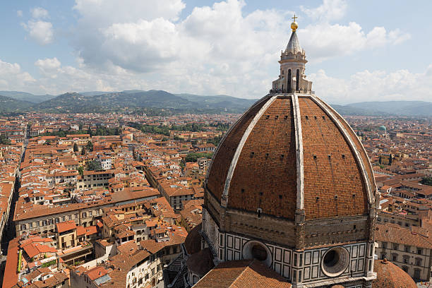 Florence Duomo, Right Santa Maria del Fiore Duomo and Florence, Italy from above. filippo brunelleschi stock pictures, royalty-free photos & images