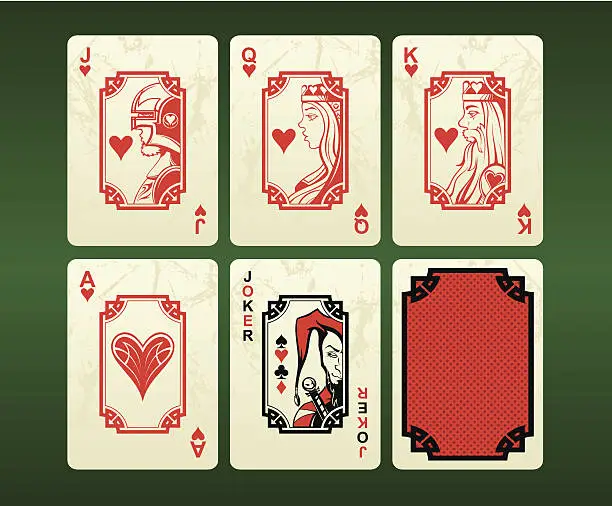 Vector illustration of Playing cards (hearts)