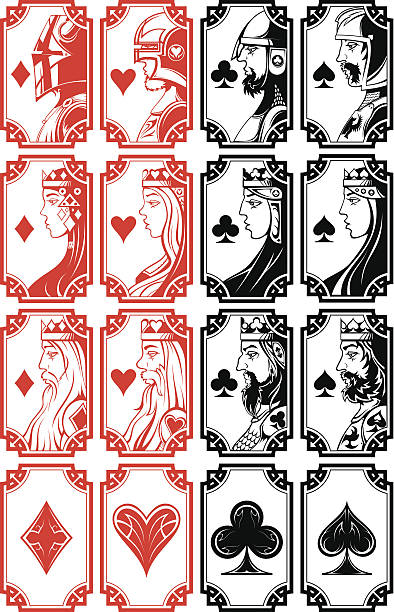 illustrations, cliparts, dessins animés et icônes de ensemble de jeu de cartes illustré images - ace of hearts