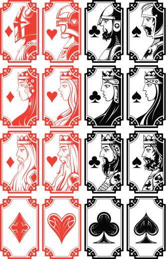 Set of illustrated playing card images