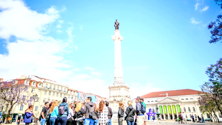 Time lapse:Column of Pedro IV  in Lisbon, Portugal.