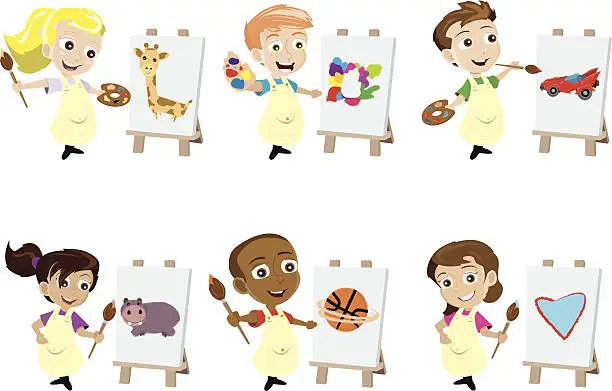 Vector illustration of Painter Kids