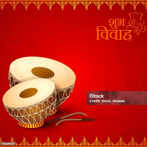 Drum In Indian Wedding Invitation Card Stock Illustration - Download Image  Now - Wedding, Culture of India, Greeting Card - iStock