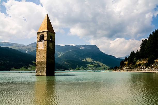 istock FLOODED BELL TOWER IN RESIA LAKE 456618049