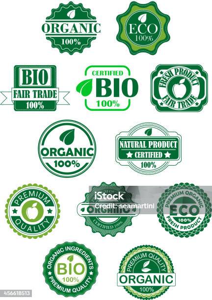 Natural And Bio Labels Stock Illustration - Download Image Now - Business, Environment, Green Color