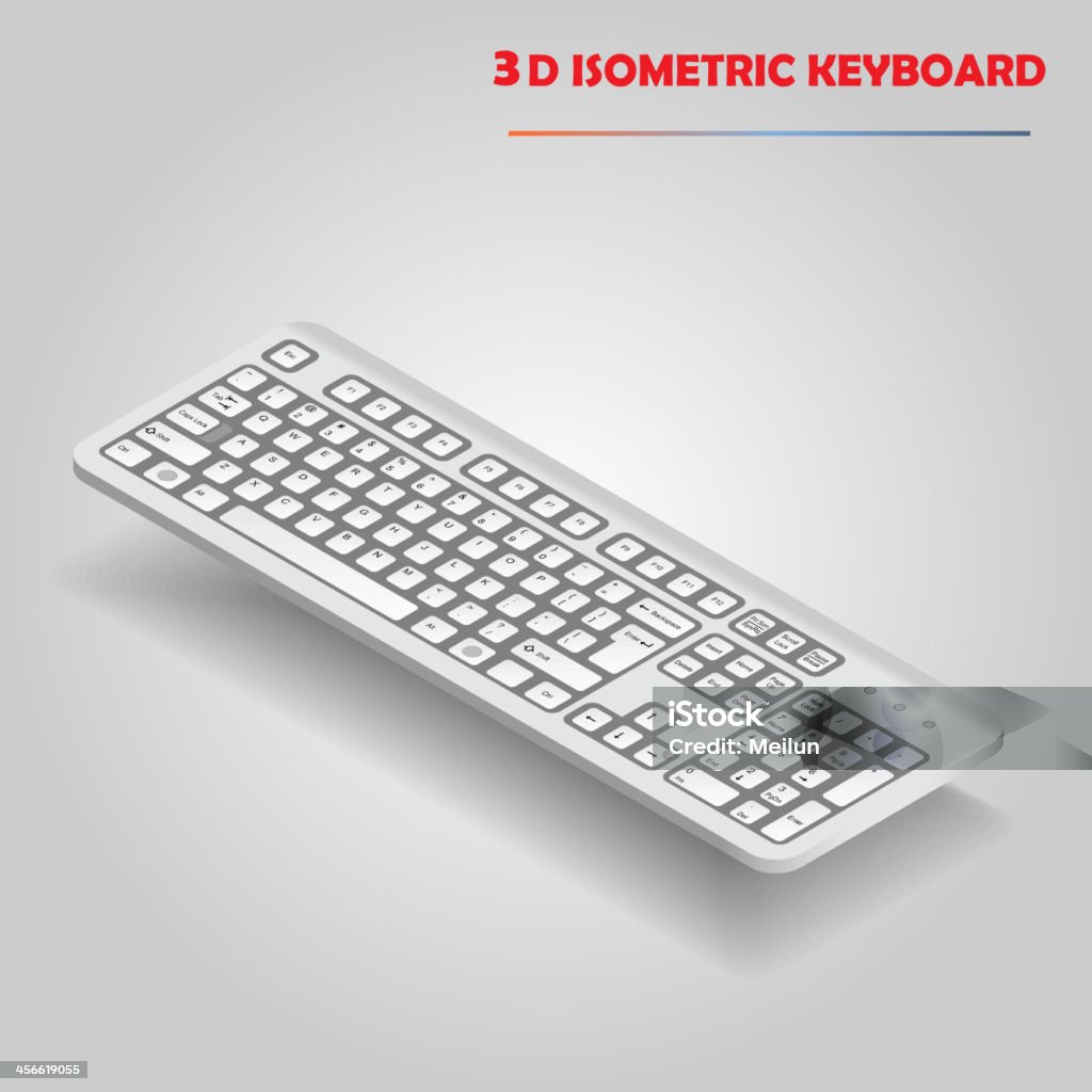 Teclado de computador de vetor branco 3d - Vetor de Branco royalty-free