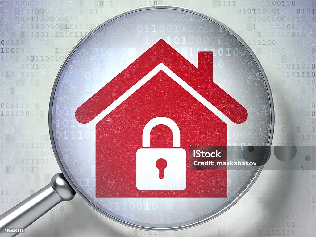 Protection Concept Home With Optical Glass On Digital Background Stock  Photo - Download Image Now - iStock