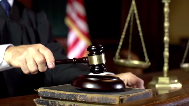 Judge in Court using Gavel - Super Slow Motion (USA)