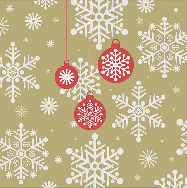 Vector illustration of Three Retro Christmas Baubles in Festive Red