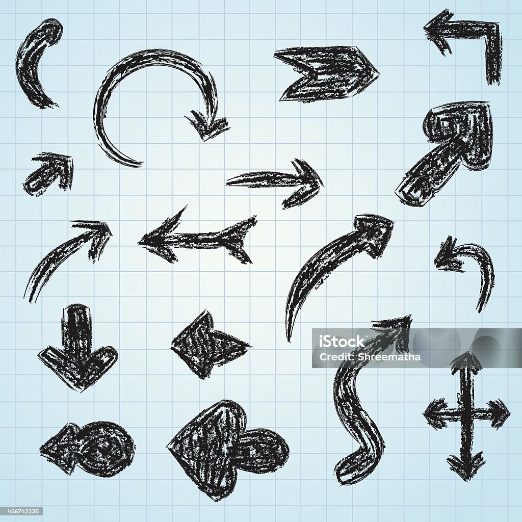 Pfeile mit Holzkohle Bewegungen - Lizenzfrei Brief - Dokument Vektorgrafik