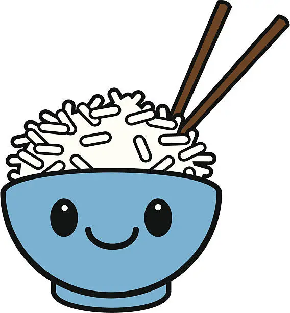 Vector illustration of Kawaii Rice Bowl