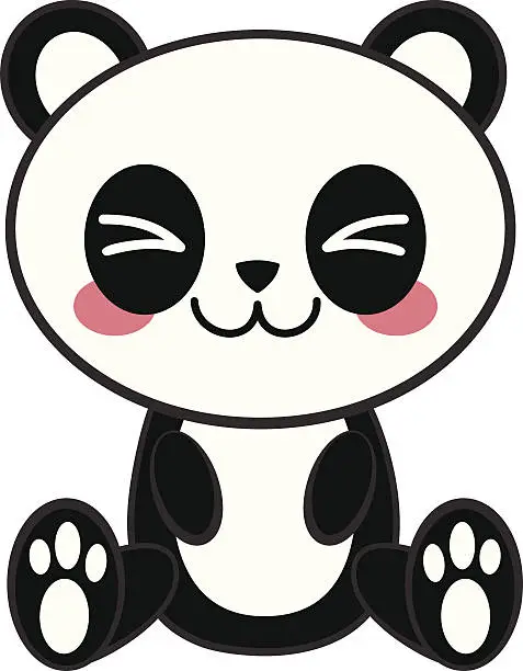 Vector illustration of Kawaii Panda