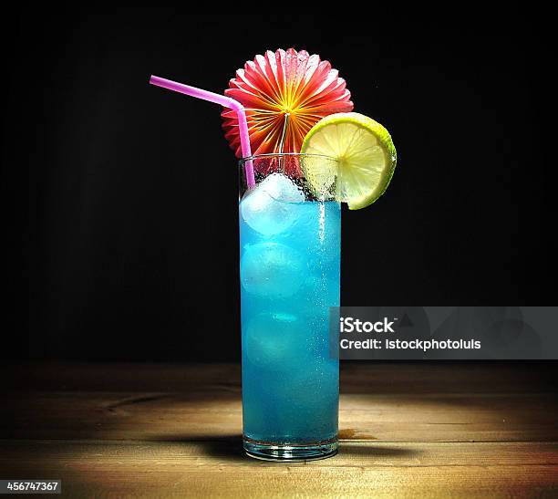 Blue Cocktail Glass Stock Photo - Download Image Now - Bar - Drink Establishment, Blue, Bubble